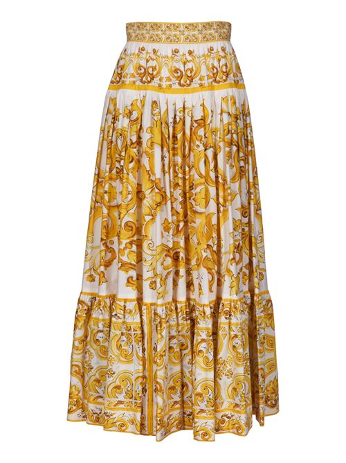 Long flounced skirt in Maiolica print poplin DOLCE & GABBANA | F4CX0THH5A5HG3TN